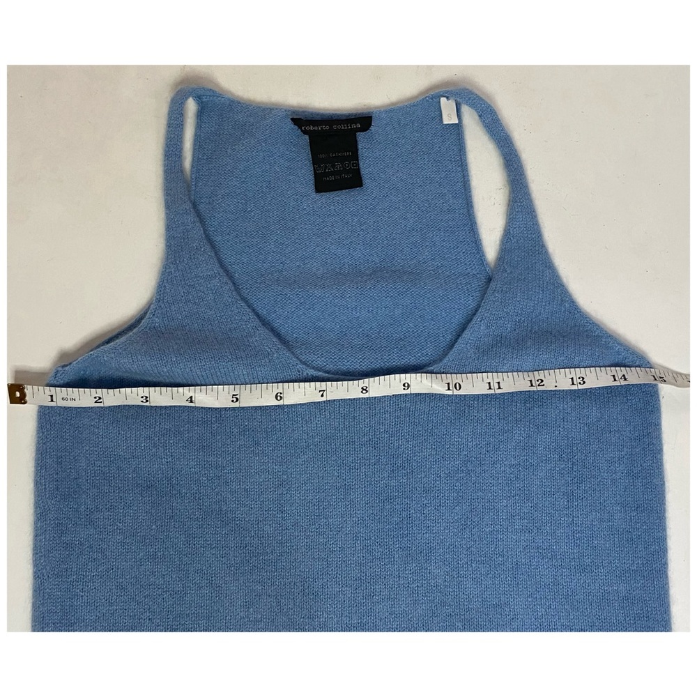 ROBERTO COLLINA 100% Cashmere Tank Top Sky Blue Size Small Made In Italy - Picture 6 of 9